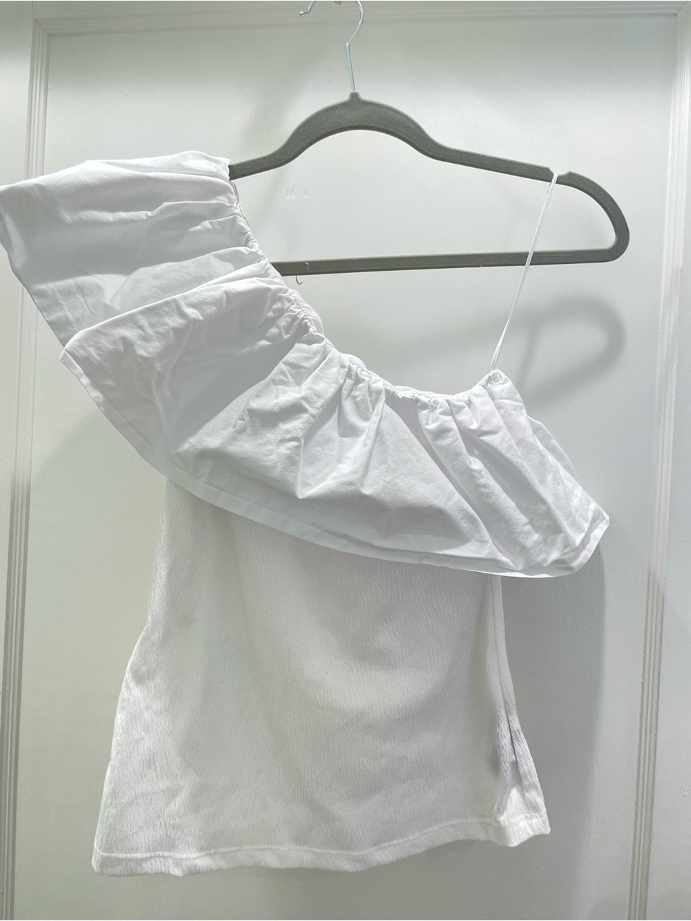 White Ruffle One-Shoulder Top - Picture 2 of 4